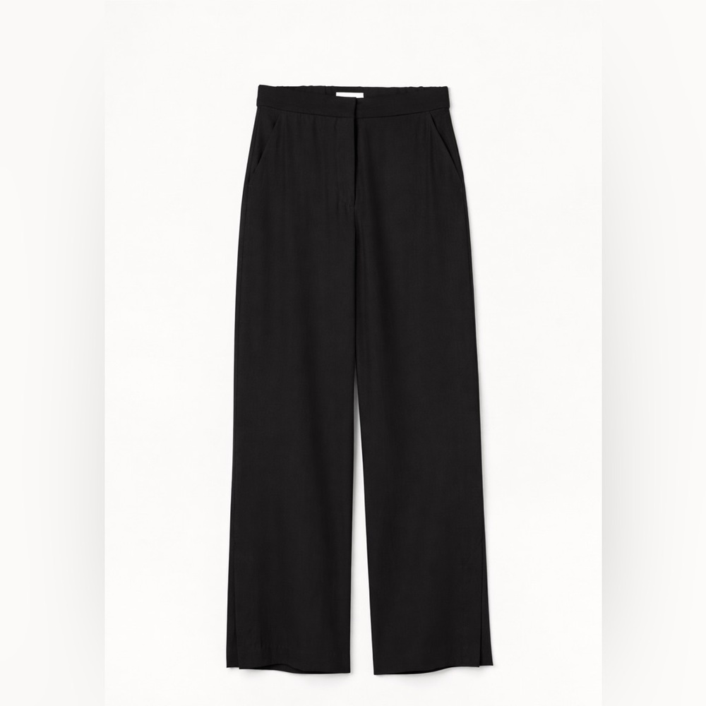 H&M Wide side-slit trousers black